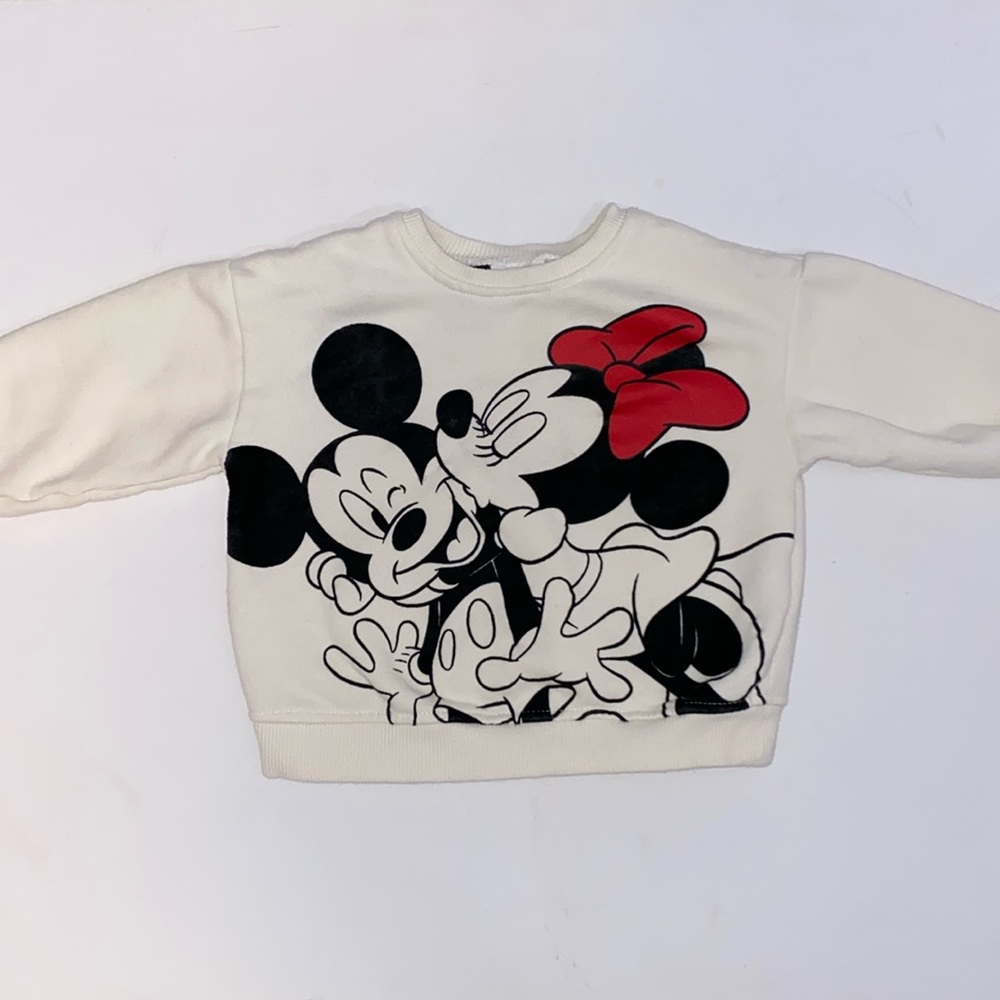 Zara Mickey Mouse & Minnie Velour Sweatshirt